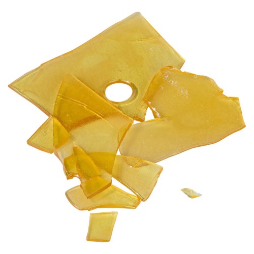 Close up of Endgame Black Cherry Punch x Jack Here cannabis shatter