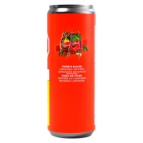 Close up of Ray's Lemonade Tiger's Blood cannabis beverage can